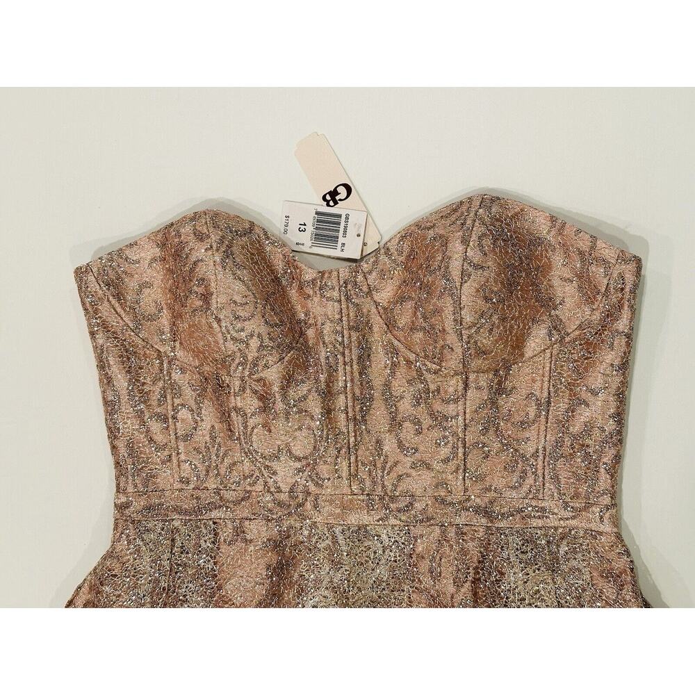 NEW GIANNI BINI GB Rose Gold Pink Silver Lace Overlay Strapless Size 13 $179 - Picture 9 of 14
